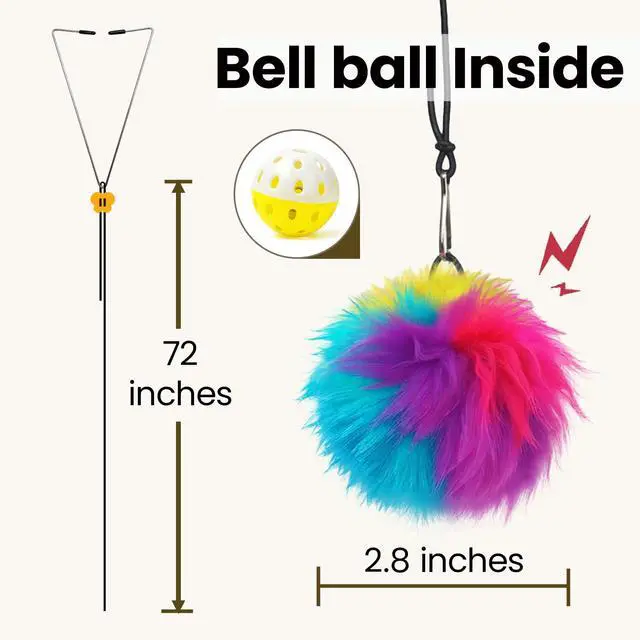 Alt view image 2 of 6 - Interactive Cat Toys for Indoor Cats, Self-Play Hanging Door Toy for Kitten, Adjustable Height Exercise Bell Ball to Keep Kittens Active