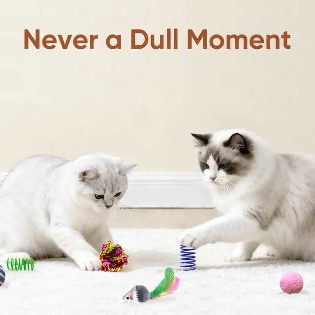 Alt view image 3 of 7 - Cat Toys for Indoor Cats, 35 Packs Interactive Cat Toys Set with Colorful Springs, Mouse Cat Toy, Crinkle, Sisal, Pompom and Color Bell Balls for Kitten Toys