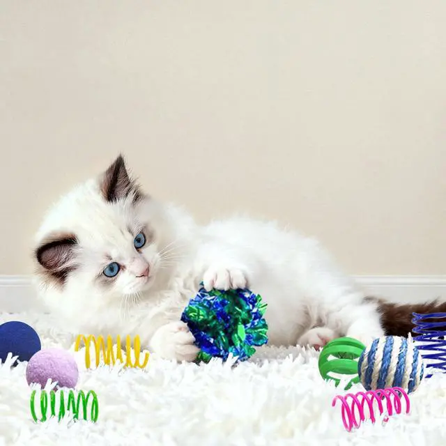 Alt view image 4 of 7 - Cat Toys for Indoor Cats, 35 Packs Interactive Cat Toys Set with Colorful Springs, Mouse Cat Toy, Crinkle, Sisal, Pompom and Color Bell Balls for Kitten Toys