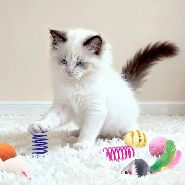 Alt view image 5 of 7 - Cat Toys for Indoor Cats, 35 Packs Interactive Cat Toys Set with Colorful Springs, Mouse Cat Toy, Crinkle, Sisal, Pompom and Color Bell Balls for Kitten Toys