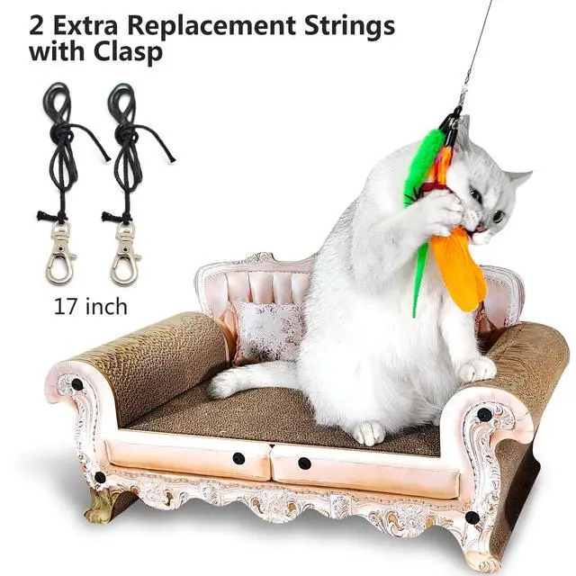 Alt view image 5 of 7 - Cat Toys Interactive for Indoor Cats, 2PCS Ultra-Long Teaser(50"+38")+9PCS Da Bird Feather Refills, Fishing Pole Toy,Retractable Cat Wand Toy and Feather Toys Refills Attachment Replacement