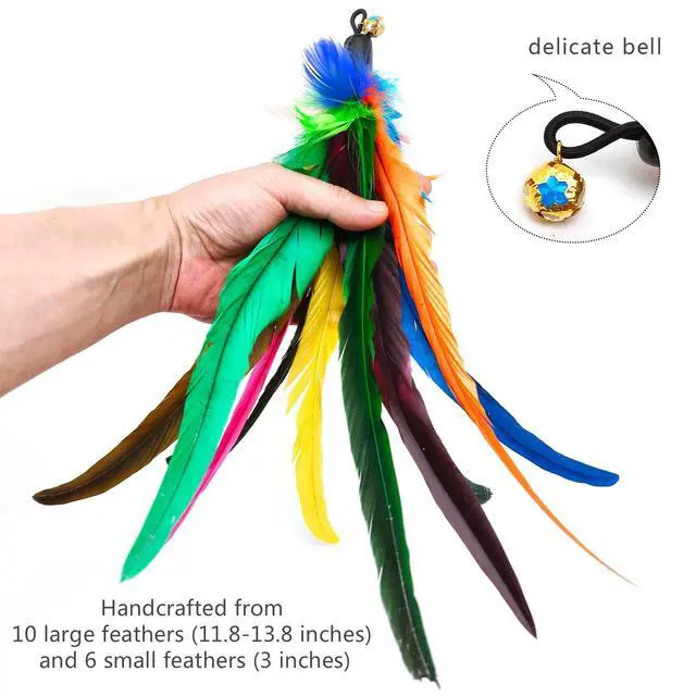 Alt view image 7 of 7 - Cat Toys Interactive for Indoor Cats, 2PCS Ultra-Long Teaser(50"+38")+9PCS Da Bird Feather Refills, Fishing Pole Toy,Retractable Cat Wand Toy and Feather Toys Refills Attachment Replacement