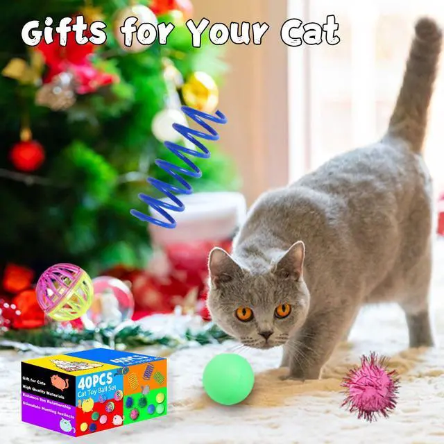 Alt view image 5 of 7 - Cat Toys for Indoor Cats 40 PCS Kitten Toys Cat Interactive Toys Pack Including Cats Springs Sparkle Ball Pom Pom Ball Jingle Balls Tracks Balls