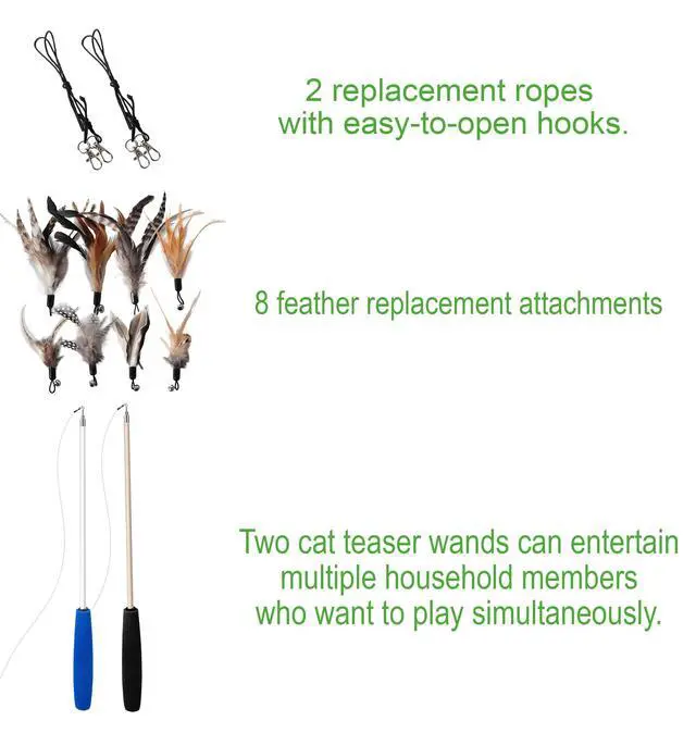 Alt view image 4 of 7 - Cat Toys - No Chemical Dyeing Cat Feather Toys for Indoor Cats - Include Cat Wand and Natural Feather Refills