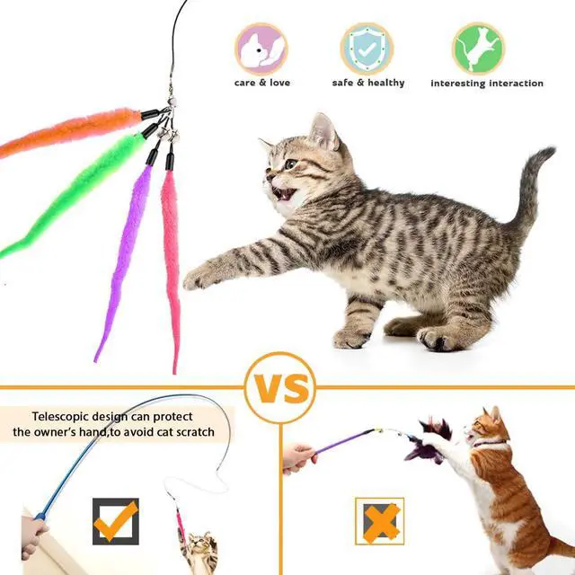 Alt view image 7 of 7 - Retractable Cat Wand - Interactive 3-Section Teaser Toy, Fishing Pole Exerciser for Cats and Kittens (Replacement Not Included)
