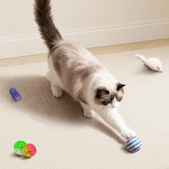 Alt view image 4 of 7 - Cat Toys for Indoor Cats, 34 Packs Interactive Cat Toy Set with Colorful Springs Toys, Mouse Toy, Catnip Ropes, Balls, Bells, and Sisal Ball for Kitten Toys