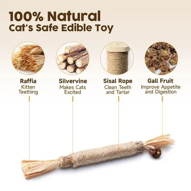 Alt view image 2 of 6 - 3 Pack Natural Silvervine Sticks Cat Toys, Catmint Silvervine Blend Sticks, Catnip Kittens Chew Toys Teeth Cleaning, Matatabi Dental Care Cat Treat Edible Kitty Lick Toys, Package May Vary