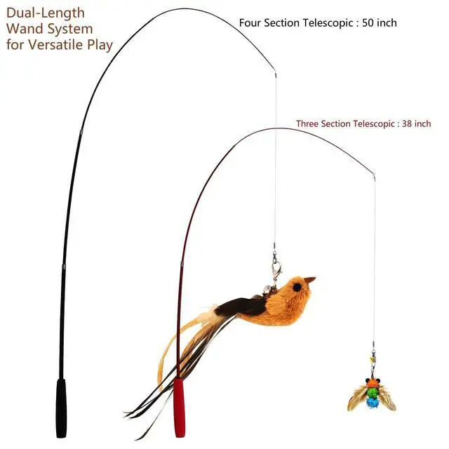 Alt view image 2 of 7 - Interactive Cat Wand Toy Set, 2 Telescopic Rods & 11 Attachments