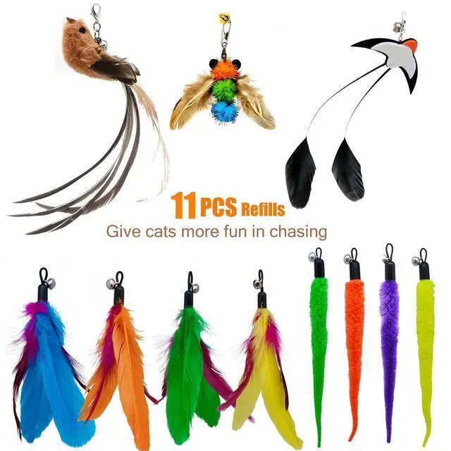 Alt view image 7 of 7 - Interactive Cat Wand Toy Set, 2 Telescopic Rods & 11 Attachments