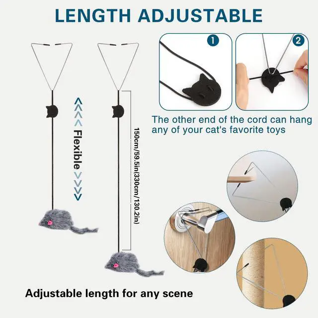 Alt view image 6 of 7 - Interactive Cat Feather Toys,Retractable Teaser Toy Hanging Interactive Toys for Indoor Cats Kitten Play Chase Exercise, Kitten Mental Exercise Toys (1 Pack)