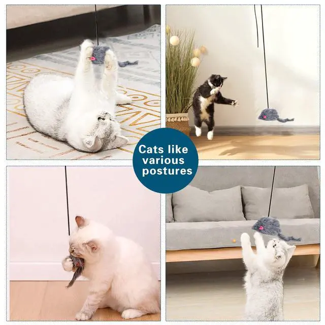 Alt view image 7 of 7 - Interactive Cat Feather Toys,Retractable Teaser Toy Hanging Interactive Toys for Indoor Cats Kitten Play Chase Exercise, Kitten Mental Exercise Toys (1 Pack)