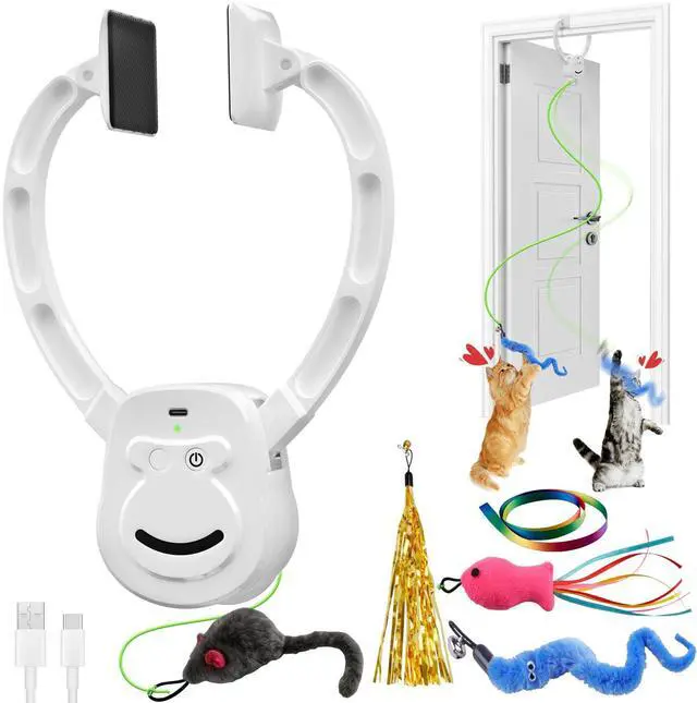 Main image of Automatic Interactive Cat Toy Rechargeable, Hanging Cat Toy, Cat Door Toy, Cat Enrichment Toys for Indoor Cats & Kitten, Doorway Electric Cat Teaser for Exercise, Boredom Relief & Fun Games