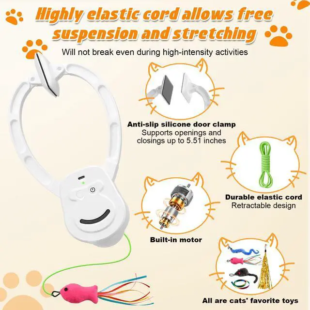 Alt view image 3 of 6 - Automatic Interactive Cat Toy Rechargeable, Hanging Cat Toy, Cat Door Toy, Cat Enrichment Toys for Indoor Cats & Kitten, Doorway Electric Cat Teaser for Exercise, Boredom Relief & Fun Games
