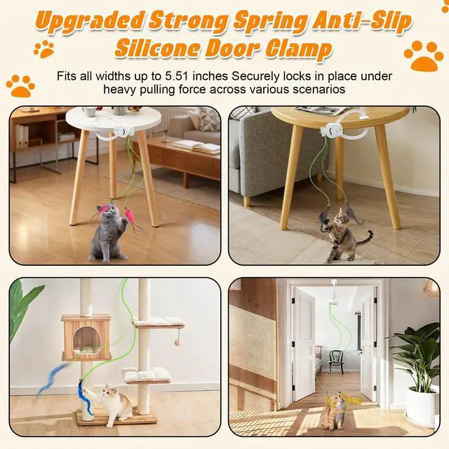 Alt view image 6 of 6 - Automatic Interactive Cat Toy Rechargeable, Hanging Cat Toy, Cat Door Toy, Cat Enrichment Toys for Indoor Cats & Kitten, Doorway Electric Cat Teaser for Exercise, Boredom Relief & Fun Games
