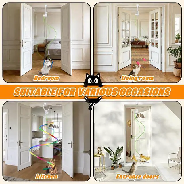 Alt view image 5 of 6 - Automatic Interactive Cat Toy Rechargeable, Hanging Cat Toy, Cat Door Toy, Cat Enrichment Toys for Indoor Cats & Kitten, Doorway Electric Cat Teaser for Exercise, Boredom Relief & Fun Games