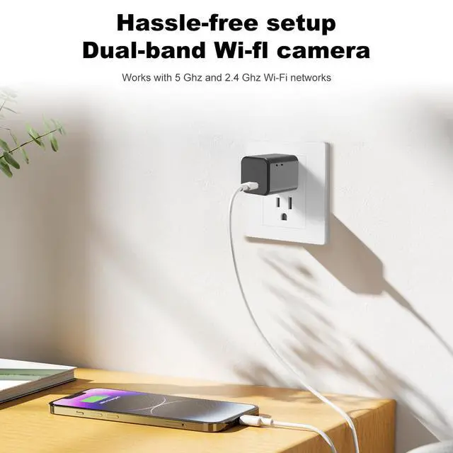 Alt view image 2 of 5 - 2.4G/5G WiFi Camera with Type-C Charger, 1080P HD Indoor Camera with Motion Detection, Plug-in Mini Cam for Home and Pet Care