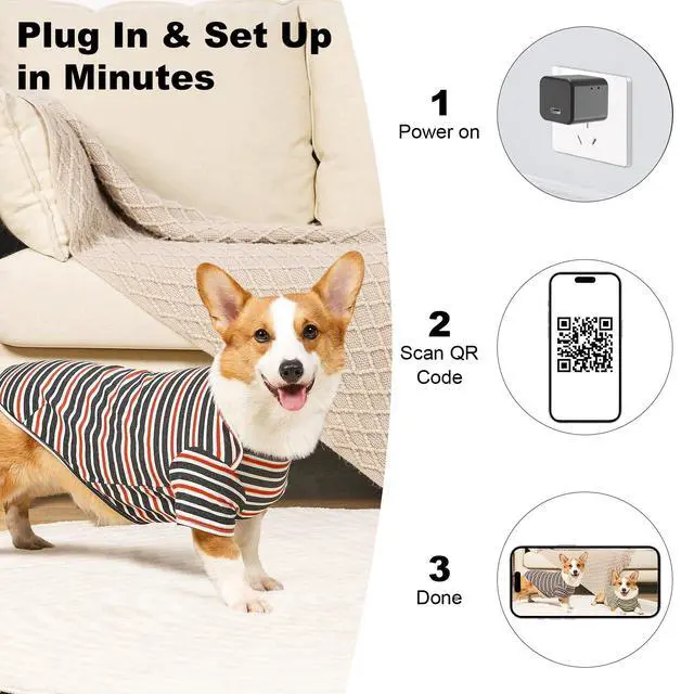 Alt view image 5 of 5 - 2.4G/5G WiFi Camera with Type-C Charger, 1080P HD Indoor Camera with Motion Detection, Plug-in Mini Cam for Home and Pet Care