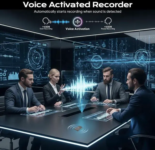 Alt view image 3 of 7 - 64GB Magnetic Voice Recorder - Voice Activated Recorder AI-Intelligent Noise Reduction, 4800 Hours Recording Device & USB-C Audio Recorder for Lectures, Interviews, Meetings