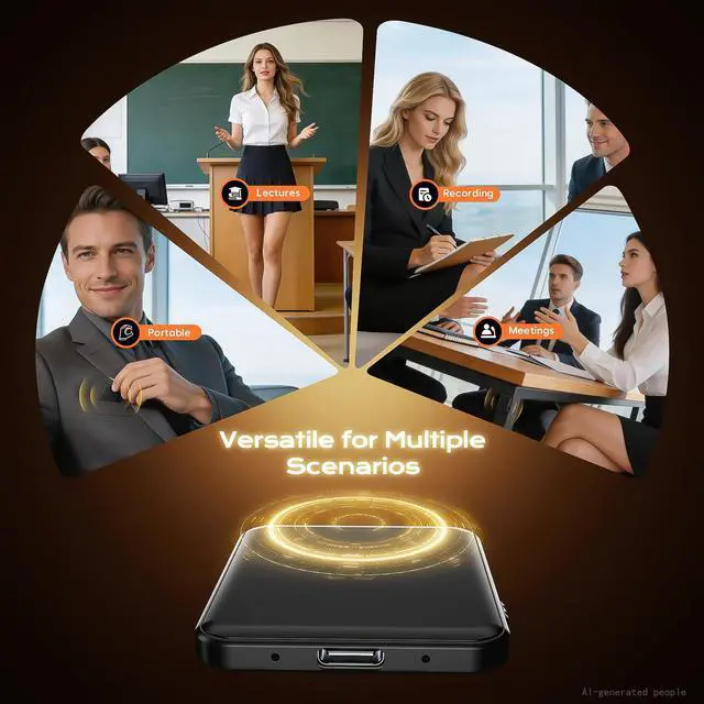 Alt view image 6 of 7 - Voice Activated Recorder 64GB - Double-Sided Magnetic Voice Recorder with AI Noise Reduction, Holds 6000 Hours of Audio, Recording Device for Lectures, Meetings and Interviews