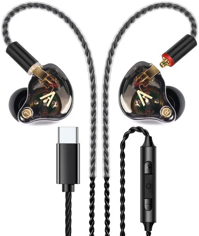 Main image of Vibes 202MC USB-C Wired Earbuds - USBC HiFi in Ear Headphones for iPhone 17/16/15 - Noise Isolating Ear Buds w/ Mic - Clear Sound, Deep Bass & Comfort-Fit Earphones - Silver Plated Cord, Carrying Case