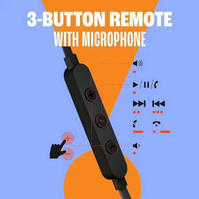 Alt view image 7 of 7 - Wired Hi-Res in-Ear Headphones, Tangle-Free Flat Cable, 3-Button Remote with Microphone (White)