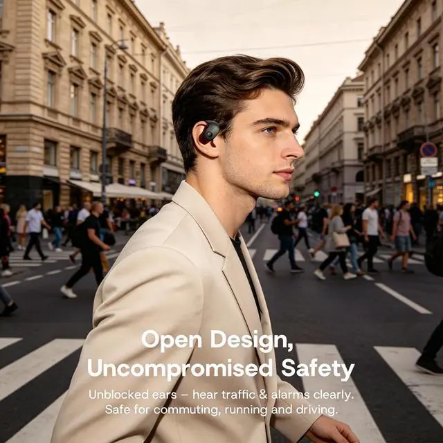 Alt view image 5 of 7 - Over Open Ear Earbuds Wireless Bluetooth Open Ear Headphones Air Conduction Earbuds that Don't Go in Your Ear with Awareness of Surroundings with Over-Ear Hooks