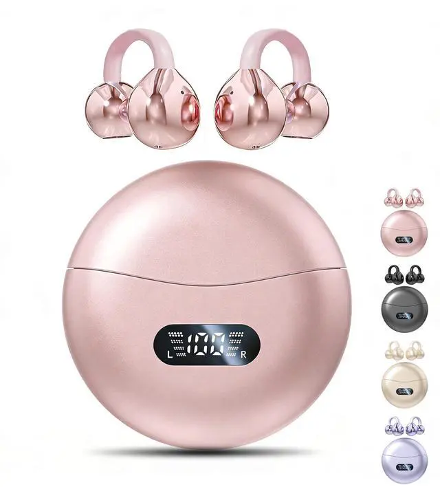 Main image of Clip on Earbuds,Open Ear Earbuds Wireless Bluetooth 5.4, Lightweight Open Ear Headphones with Mic 60H Battery,Waterproof, for Sports, Running, Small Ears & Glasses Wearers,Workouts