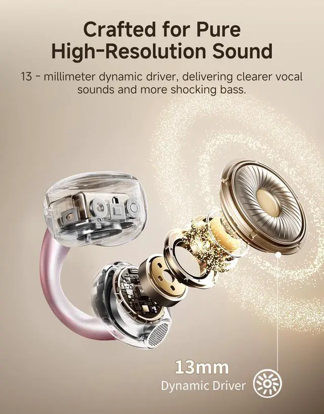 Alt view image 5 of 7 - Clip On Earbuds Wireless Bluetooth 6.0 Open Ear Earbuds&Headphones,50H Playtime,IPX5 Waterproof,ENC,Multipoint,Ideal for Running,Sport,Workout,Compatible with Glasses&Small Ears