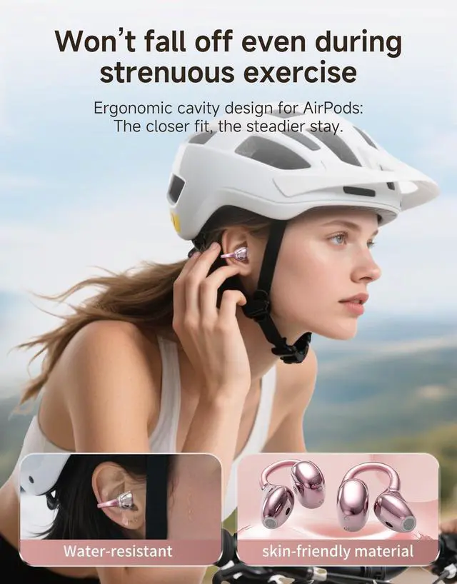 Alt view image 6 of 7 - Clip On Earbuds Wireless Bluetooth 6.0 Open Ear Earbuds&Headphones,50H Playtime,IPX5 Waterproof,ENC,Multipoint,Ideal for Running,Sport,Workout,Compatible with Glasses&Small Ears