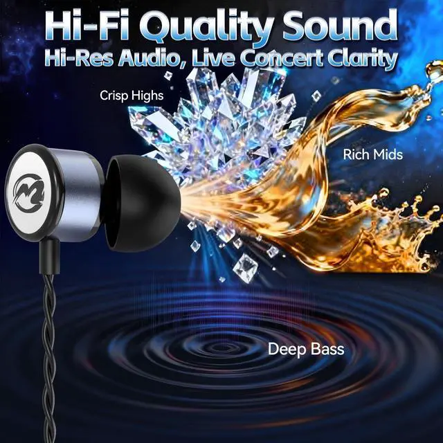 Alt view image 2 of 7 - Hi-Fi Stereo USB C Headphones,Type C in-Ear Wired Earbuds with Deep Bass and Built-in Mic,Noise Isolation Earphones with 4.9 ft Long Cord for Music Lovers,Podcasts and Calls