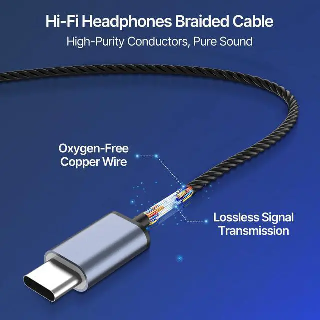 Alt view image 6 of 7 - Hi-Fi Stereo USB C Headphones,Type C in-Ear Wired Earbuds with Deep Bass and Built-in Mic,Noise Isolation Earphones with 4.9 ft Long Cord for Music Lovers,Podcasts and Calls