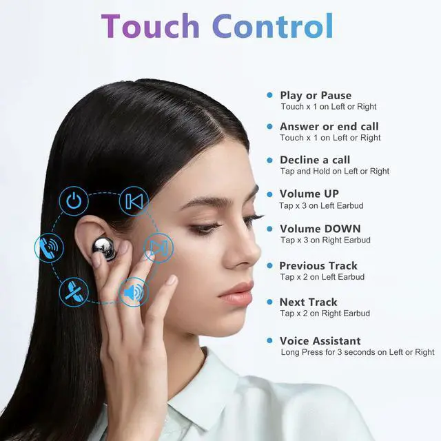Alt view image 4 of 7 - Wireless Earbuds Deep Bass Stereo Sound Bluetooth Earbuds 120H True Wireless Headphones with Ear Caps (S/M/L) for Samsung S26/S25/S24/S23/S22 Ultra Z Flip 5/4/3/Fold 5/4 iPhone 16/15/14 Black