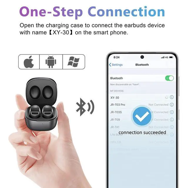 Alt view image 5 of 7 - Wireless Earbuds Deep Bass Stereo Sound Bluetooth Earbuds 120H True Wireless Headphones with Ear Caps (S/M/L) for Samsung S26/S25/S24/S23/S22 Ultra Z Flip 5/4/3/Fold 5/4 iPhone 16/15/14 Black
