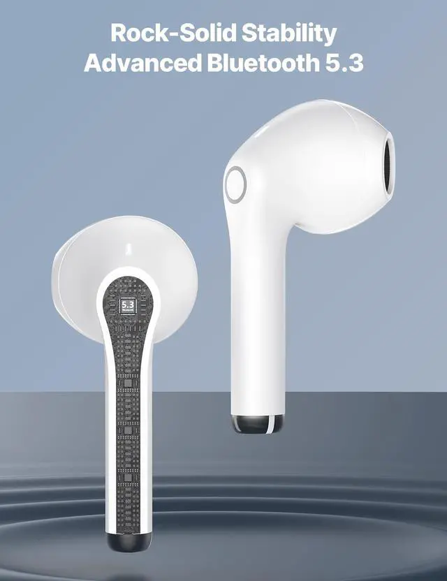 Alt view image 2 of 7 - 5.3 Bluetooth Earbuds Wireless Headphones Lightweight Ears Buds Mini Semi in Ear Earphones with Microphone for Work Travel for iPhone 17 Pro Max 16 16e 15 for Android for Samsung S26 Ultra S25 Black