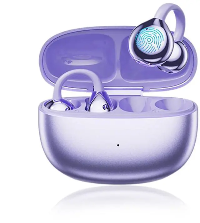 Main image of Open Ear Clip Headphones, Wireless Earbuds Bluetooth 5.4 The Over Ear Buds Earphones Built-in Mic with Ear Hooks, 36H Playtime,for iOS and Android (Purple)