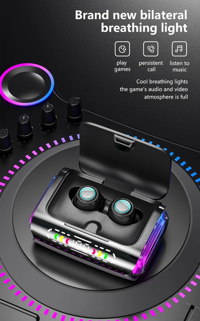 Alt view image 2 of 7 - True Wireless Earbuds, 2024 Bluetooth Headphones 5.3 Earbuds, Waterproof Touch Control Ear Buds in-Ear Built-in Mic, with LED Power Display, IP7 Waterproof Earphones Sport Headset - Model 43