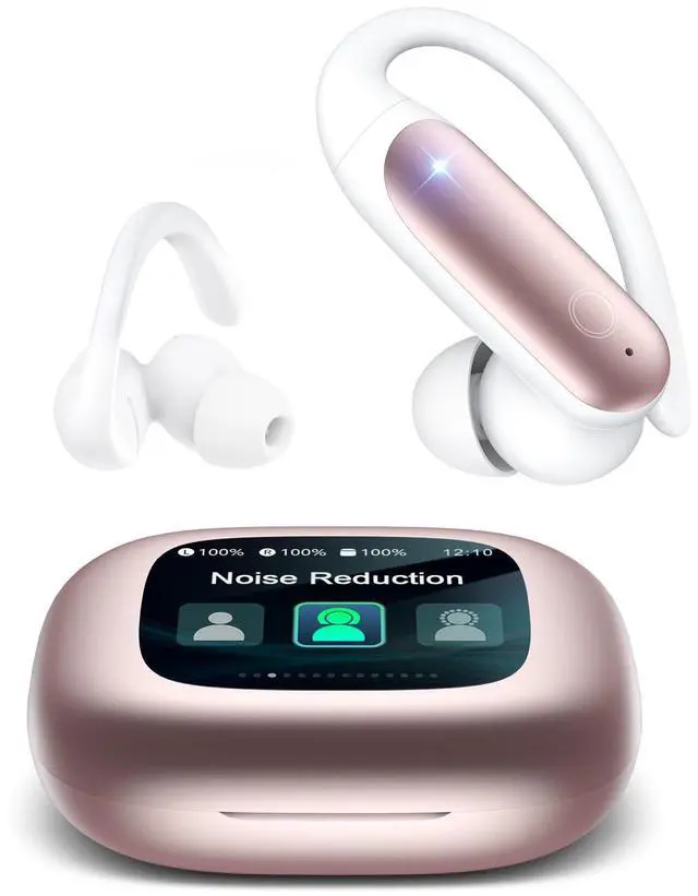 Main image of Wireless Earbuds, Bluetooth Headphones 6.0, Ear Buds with Touch Screen, ANC ENC Noise Cancelling, 40H Bass Stereo Sound Over-Ear Earphones for iOS, Android, Sports,Workout, Rosegold