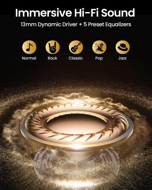 Alt view image 5 of 7 - Wireless Earbuds, Bluetooth Headphones 6.0, Ear Buds with Touch Screen, ANC ENC Noise Cancelling, 40H Bass Stereo Sound Over-Ear Earphones for iOS, Android, Sports,Workout, Rosegold