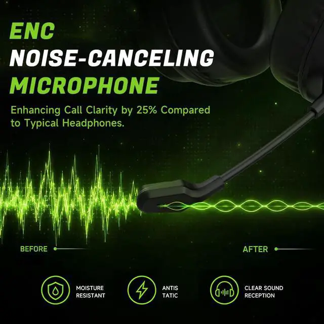 Alt view image 4 of 7 - Wireless Gaming Headset for PS5, PC, PS4, Switch, Mac & Laptop, Tri-Mode 2.4GHz Wireless/Bluetooth 5.4/3.5mm Wired, Suspension Headband, 50mm Dynamic Drivers, Detachable ENC Mic, Black