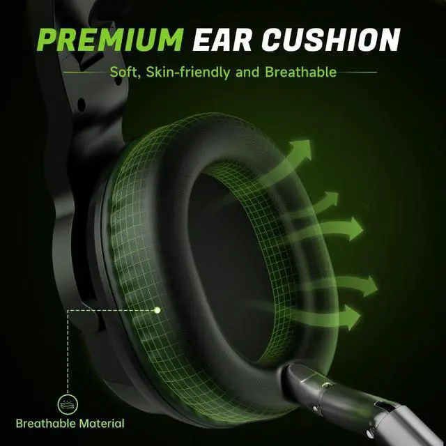 Alt view image 5 of 7 - Wireless Gaming Headset for PS5, PC, PS4, Switch, Mac & Laptop, Tri-Mode 2.4GHz Wireless/Bluetooth 5.4/3.5mm Wired, Suspension Headband, 50mm Dynamic Drivers, Detachable ENC Mic, Black