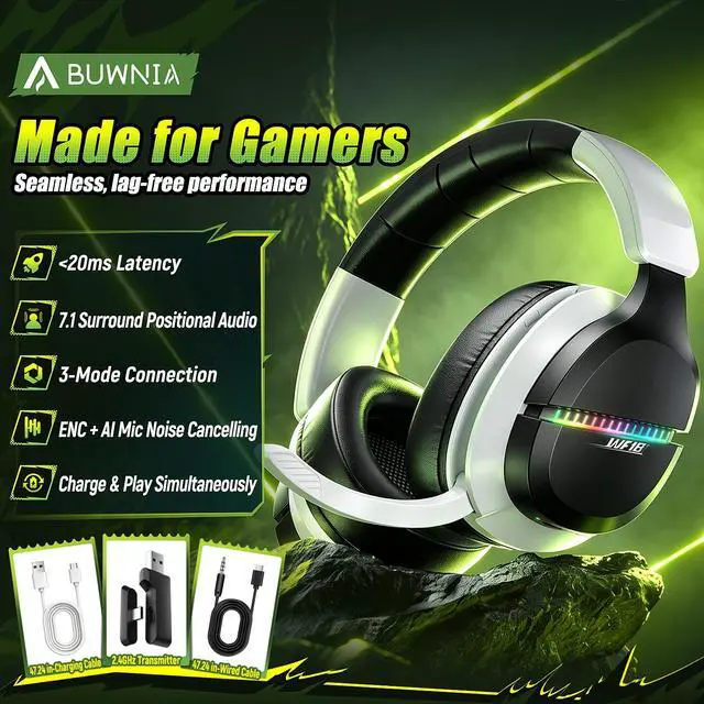 Alt view image 2 of 7 - Wireless Gaming Headset for PS5 PC | 2.4GHz+BT - Play While Charging