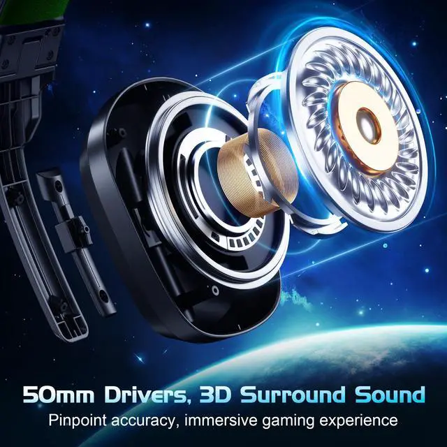 Alt view image 2 of 7 - Wired Gaming Headset for Xbox,PS5,PS4,PC,Switch, RGB 50mm Drivers
