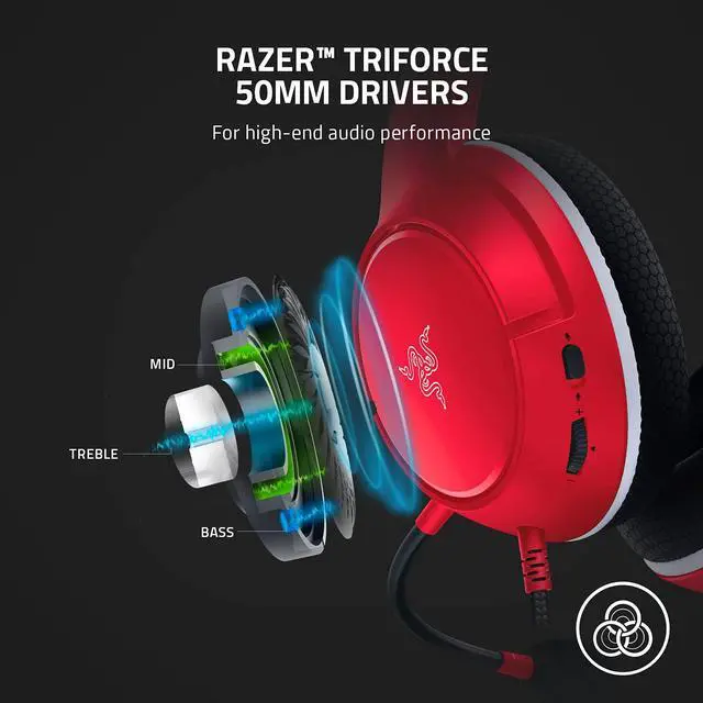 Alt view image 2 of 7 - Wired Headset for Xbox Series X|S, Xbox One, PC, Mac & Mobile Devices: Triforce 50mm Drivers - HyperClear Cardioid Mic - Memory Foam Ear Cushions - On-Headset Controls - Pulse Red