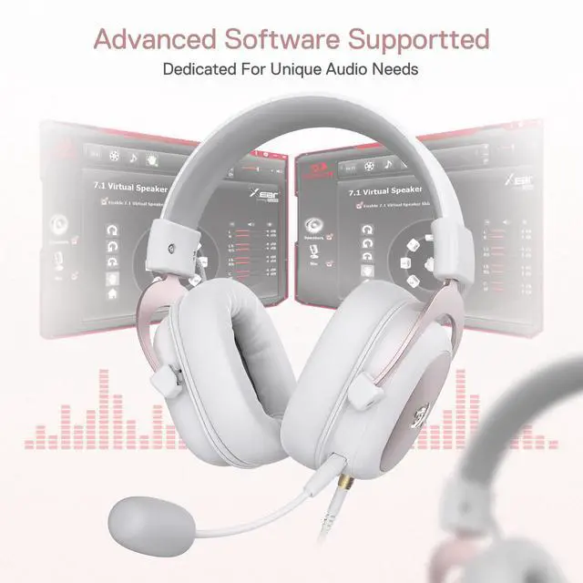 Alt view image 5 of 7 - White Wired Gaming Headset - 7.1 Surround Sound - Memory Foam Ear Pads - 53MM Drivers - Detachable Microphone - Multi Platforms for PC, PS4/3 & Xbox One/Series X, NS