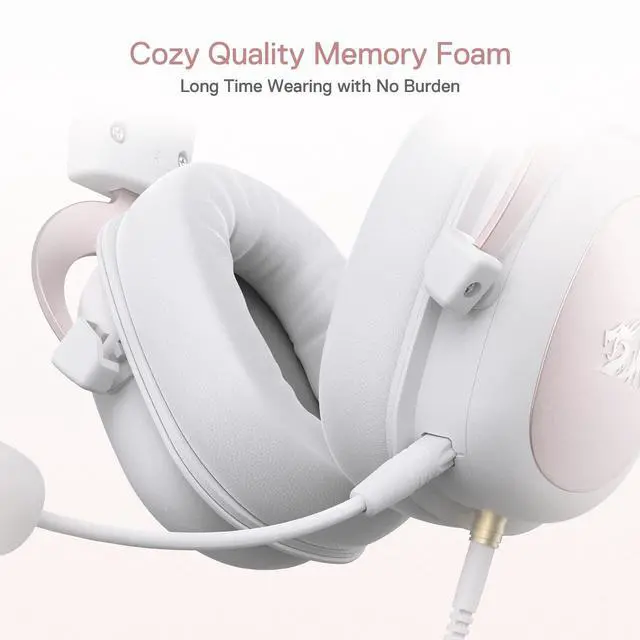 Alt view image 7 of 7 - White Wired Gaming Headset - 7.1 Surround Sound - Memory Foam Ear Pads - 53MM Drivers - Detachable Microphone - Multi Platforms for PC, PS4/3 & Xbox One/Series X, NS