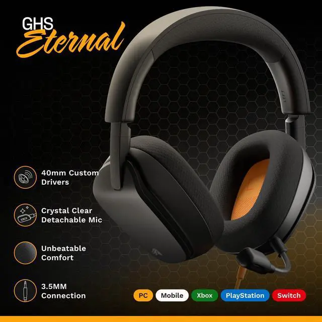 Alt view image 2 of 7 - Stereo Gaming Headset for PC, PS5, PS4, Xbox, Switch - Custom Tuned Angled Drivers, Adjustable Crystal Clear Detachable Mic, 3.5mm - Durable, All Day/Night Comfort - Black