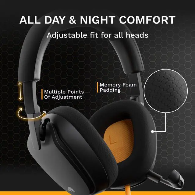 Alt view image 5 of 7 - Stereo Gaming Headset for PC, PS5, PS4, Xbox, Switch - Custom Tuned Angled Drivers, Adjustable Crystal Clear Detachable Mic, 3.5mm - Durable, All Day/Night Comfort - Black