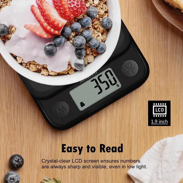 Alt view image 4 of 7 - Food Scale Kitchen Scale Weight Grams and Ounces Small Digital Scale for Weight Loss Baking Cooking Coffee, Max 11lb 0.5g Increment, LCD Smart Tare, Easy to Use for Travel, AAA Battery