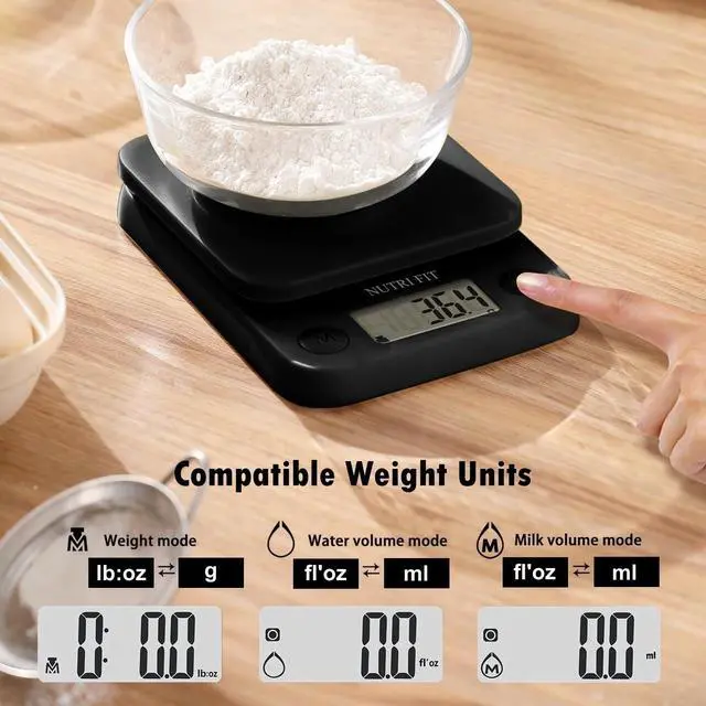Alt view image 6 of 7 - Food Scale Kitchen Scale Weight Grams and Ounces Small Digital Scale for Weight Loss Baking Cooking Coffee, Max 11lb 0.5g Increment, LCD Smart Tare, Easy to Use for Travel, AAA Battery