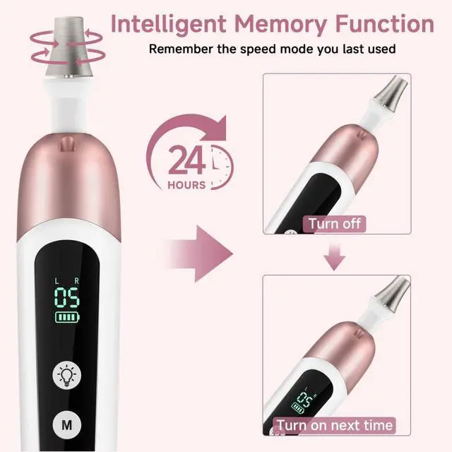 Alt view image 4 of 7 - Electric Nail File Set, 9 in 1 Professional Manicure and Pedicure Kit, Cordless Nail Drill for Feet, LCD Display 10 Speeds Electric Nail Drill Machine, Hand Foot Care Tool